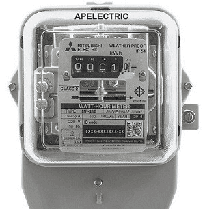 มิเตอร์ไฟฟ้าแบบอ่านค่าเดียว 1 เฟส Mitsubishi Electric ตัวอย่างในประเทศไทย